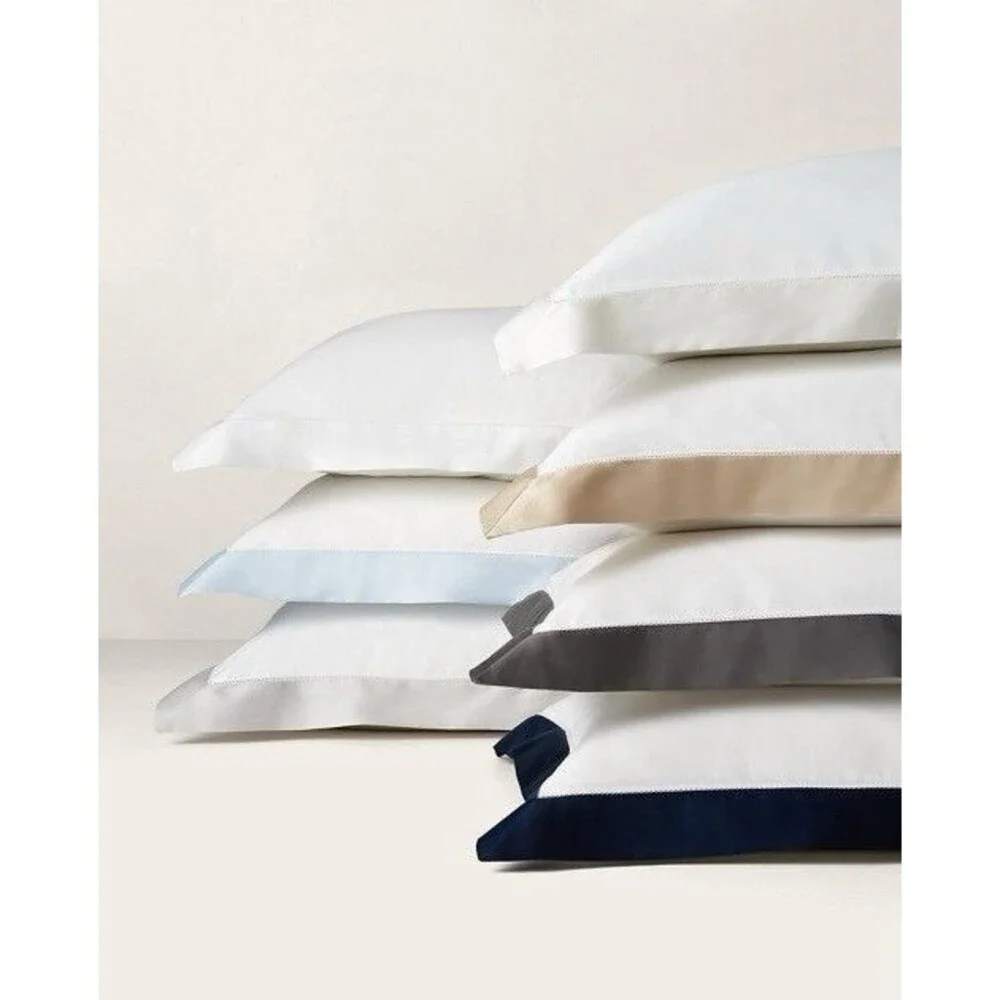 LOT 2 Ralph Lauren RL Organic Sateen Border European Shams 26x26” Parchment Whit